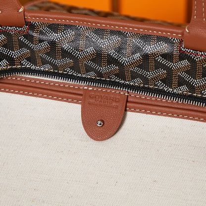 SAINT LOUIS PM 30 IN BLACK GOYARDINE CANVAS AND TAN CALFSKIN