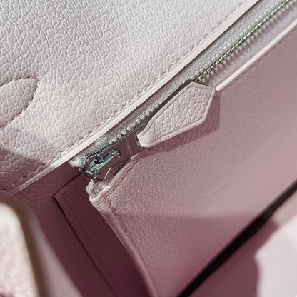 HERMES 25S MEDIUM BIRKIN 25 IN PINK BABY CALFSKIN SILVER HARDWARE