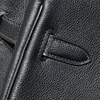 HERMES 25S SHOULDER BIRKIN 29 IN BLACK CALFSKIN SILVER HARDWARE