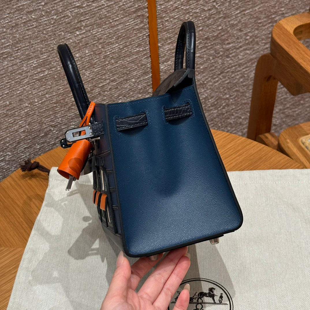 BIRKIN FAUBOURG TOUCH 20 IN NAVY BLUE CALFSKIN WITH SILVER HARDWARE (MADE-TO-ODER)