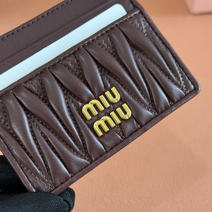 MATELASSÉ NAPPA LEATHER CARD HOLDER DARK BROWN