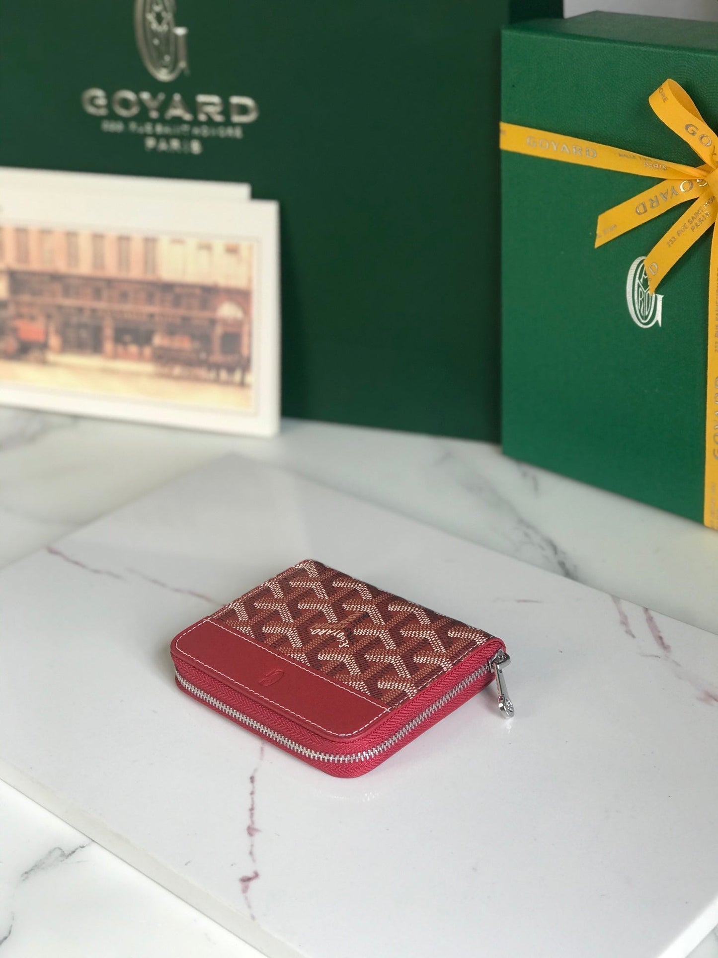 MATIGNON MINI WALLET 11 IN CLASSIC RED GOYARDINE CANVAS AND CALFSKIN