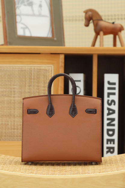 BIRKIN FAUBOURG TOUCH 20 IN CHOCOLATE MIX BRONZE BROWN CALFSKIN WITH SILVER HARDWARE (MADE-TO-ODER)