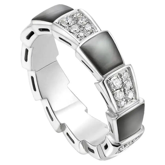 [Baslove]SERPENTI RING SILVER DIAMOND BLACK MOP 4MM