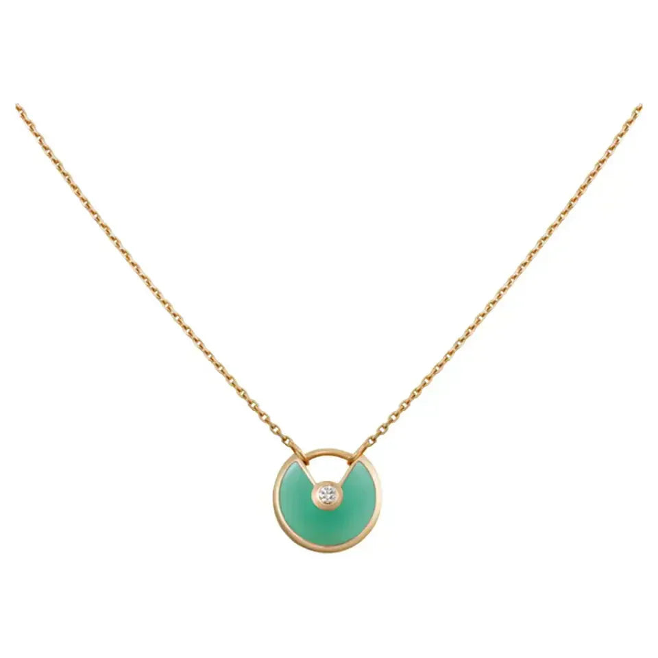 [Baslove]AMULETTE GOLD MALACHITE NECKLACE