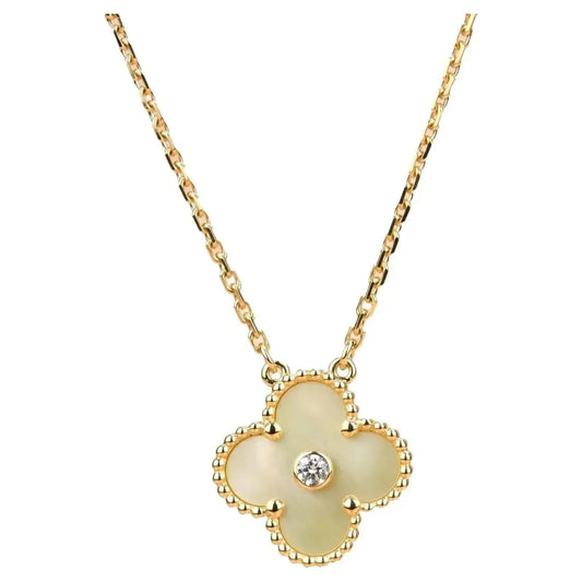 [Baslove]CLOVER 15MM DIAMOND GOLD MOTHER OF PEARL NECKLACE