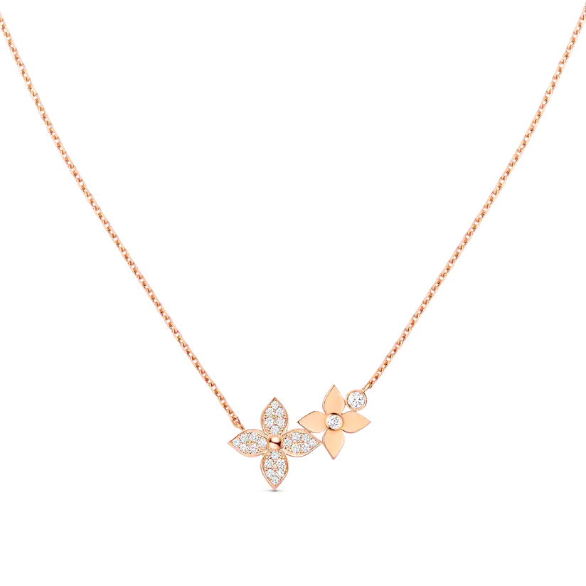 [Baslove]STAR BLOSSOM NECKLACE PINK GOLD DIAMONDS