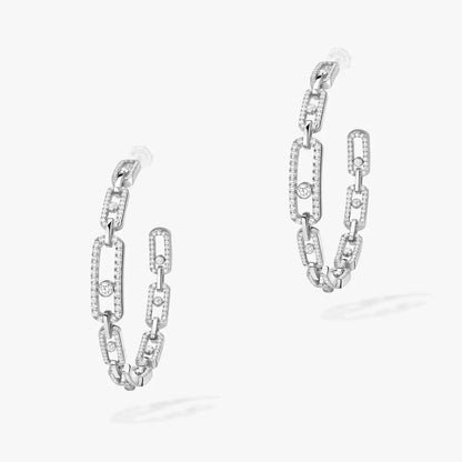 [[AURORA]Move Link Diamond Hoop Earrings