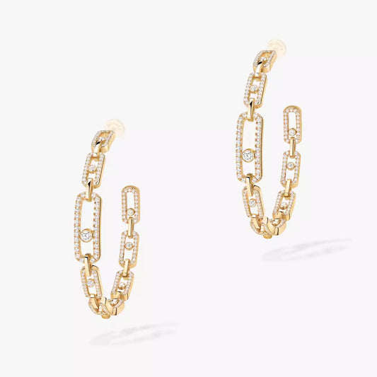 [[AURORA]Move Link Diamond Hoop Earrings