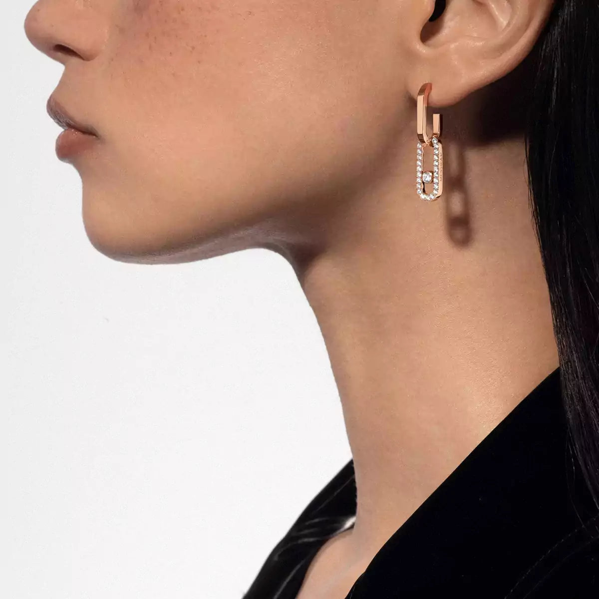 [AURORA]Move Link Diamond Earrings