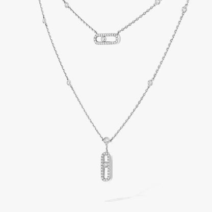 [AURORA]2 Rows Rose Gold Diamond Pave_ Necklace Move Uno