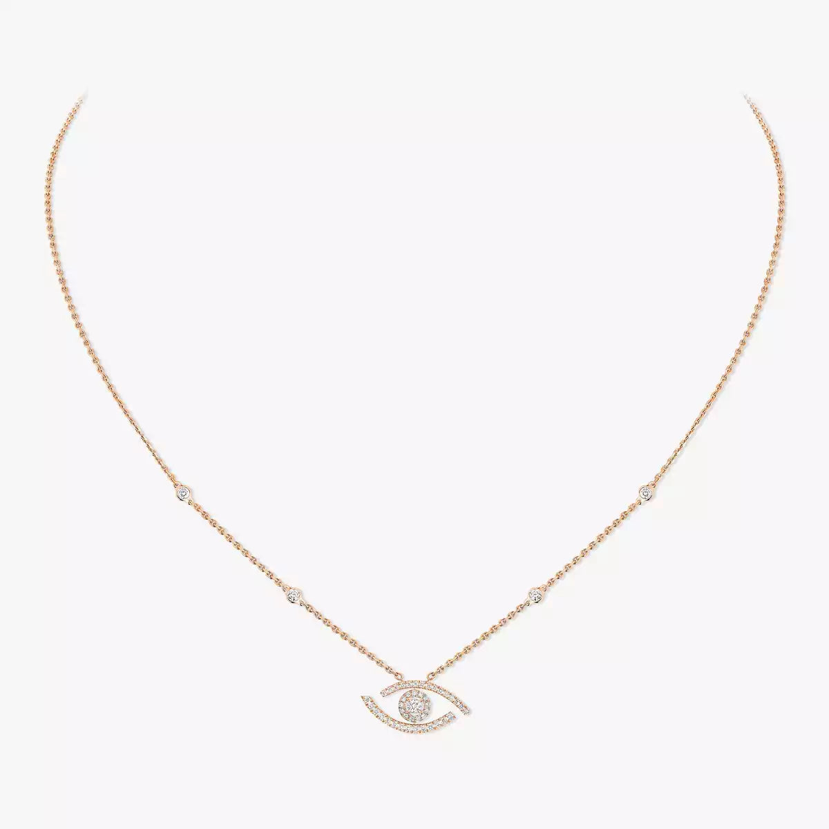 [AURORA]Pave_ Diamond Necklace Lucky Eye