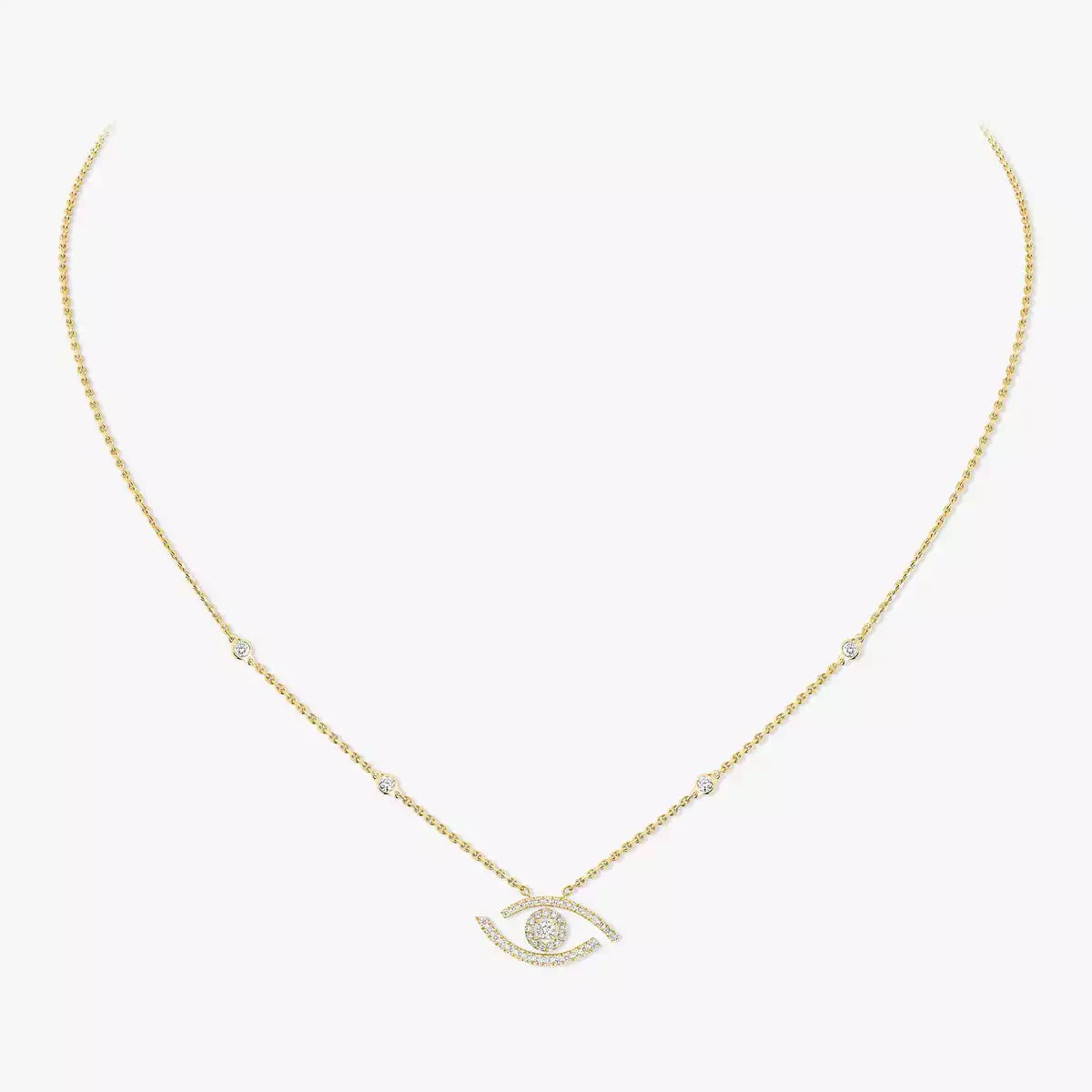 [AURORA]Pave_ Diamond Necklace Lucky Eye