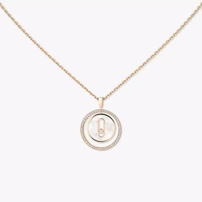 [AURORA]Lucky Move Diamond Necklace in Rose Gold and White Mother-of-Pearl