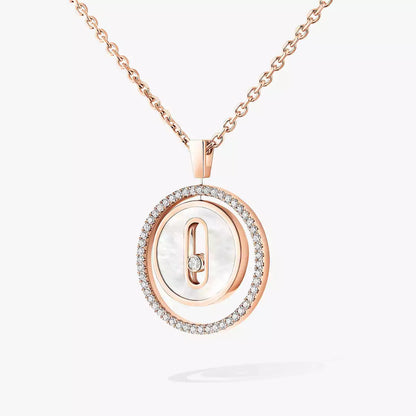 [AURORA]Lucky Move Diamond Necklace in Rose Gold and White Mother-of-Pearl