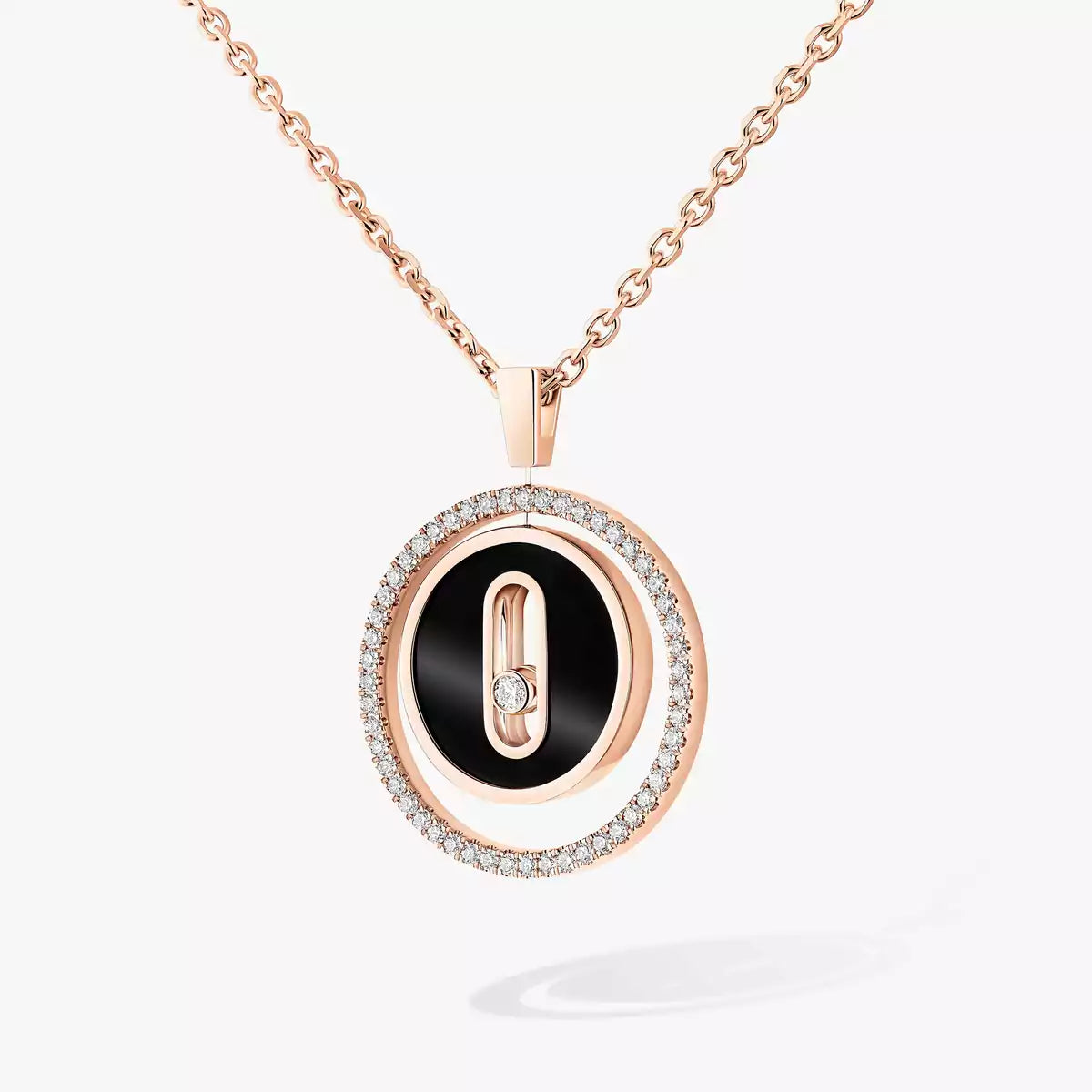 [AURORA]Lucky Move Diamond Necklace in Rose Gold and White Mother-of-Pearl