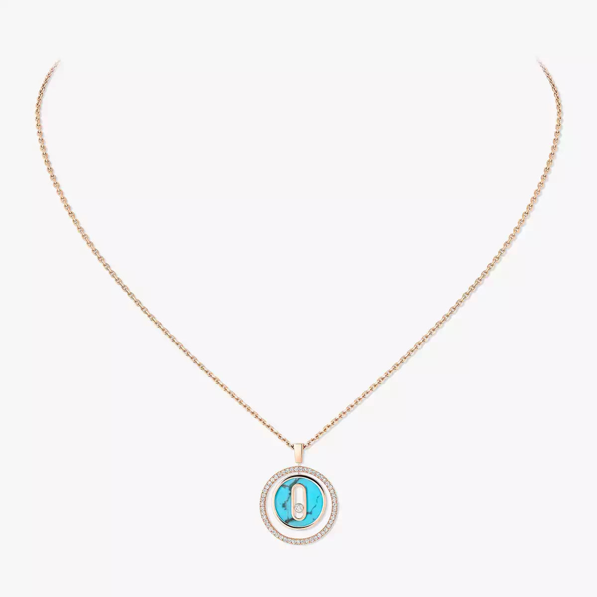 [AURORA]Lucky Move Diamond Necklace in Rose Gold and White Mother-of-Pearl