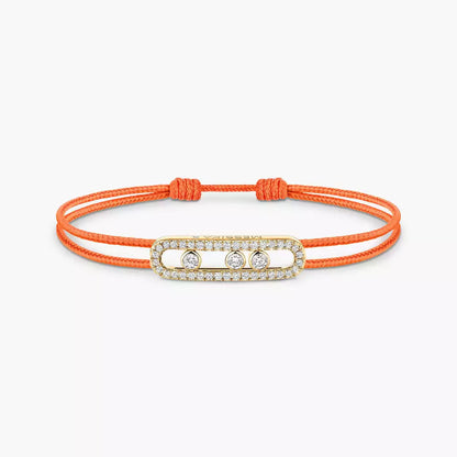 [AURORA]Messika Care(s) pink cord pavé bracelet