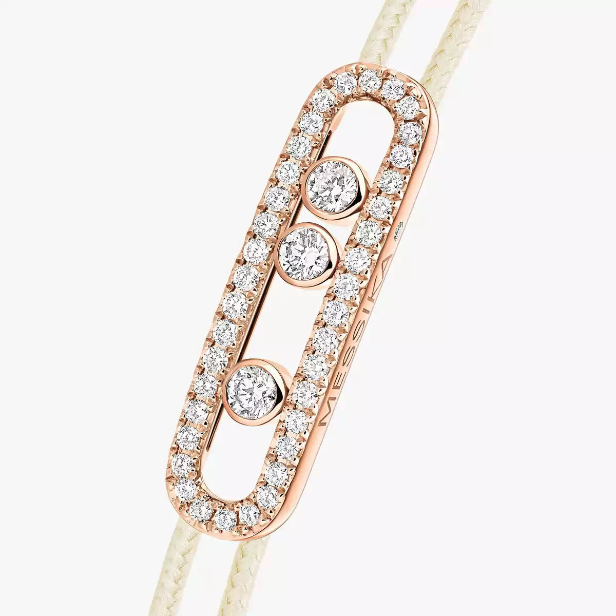 [AURORA]Messika Care(s) pink cord pavé bracelet