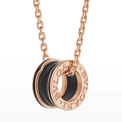 [Baslove]ZERO 1 BLACK CERAMIC PINK GOLD NECKLACE