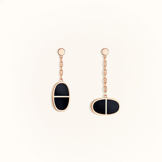 [Baslove]CHAINE VERSO BLACK CERAMIC EARRINGS