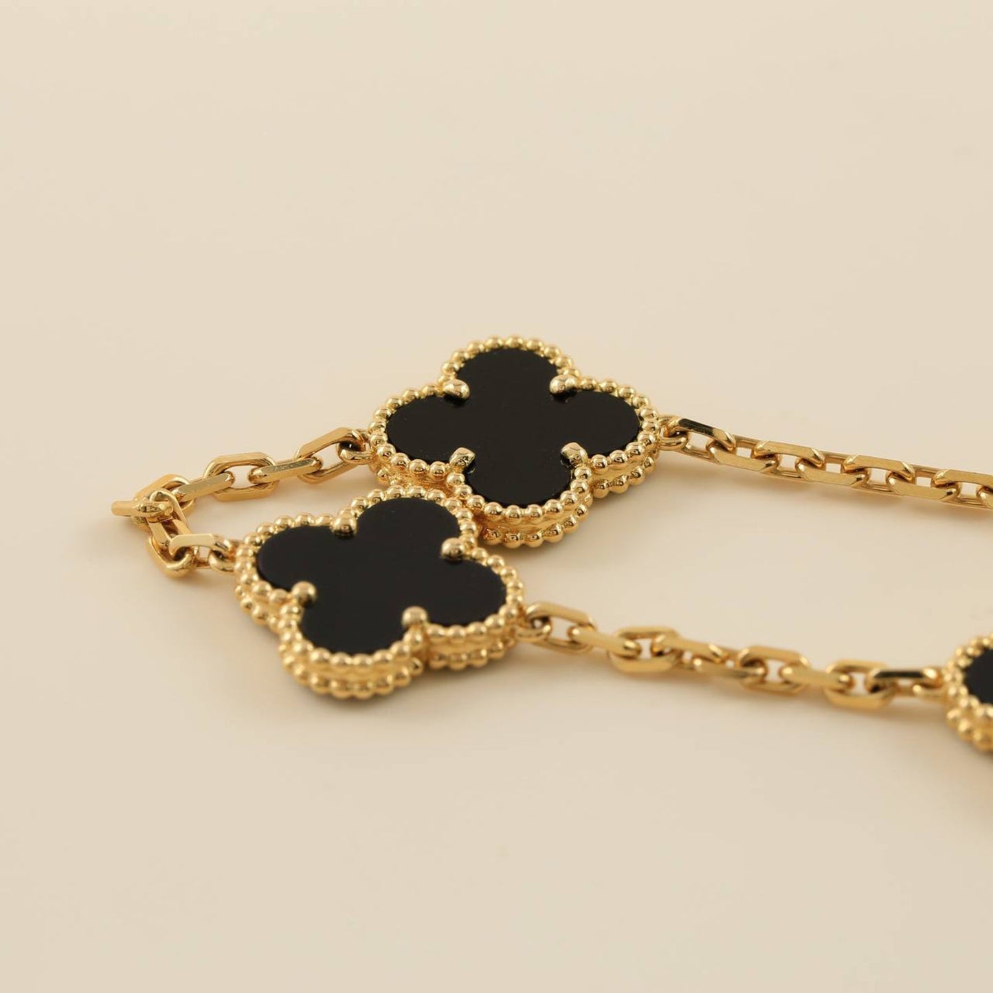 [Baslove]CLOVER  5 MOTIFS BLACK ONYX BRACELET