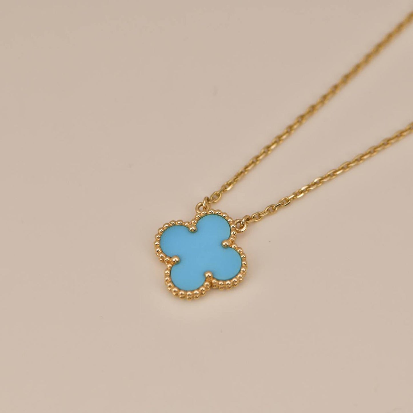 [Baslove]CLOVER 15MM VINTAGE TURQUOISE NECKLACE