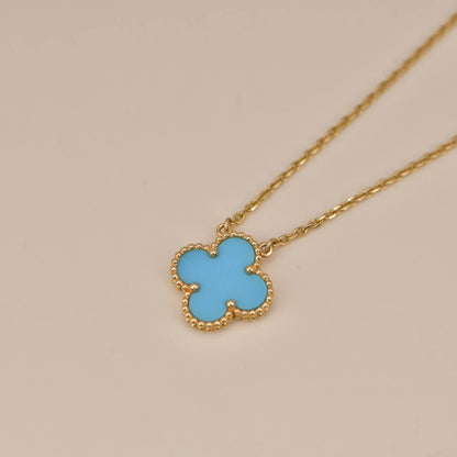 [Baslove]CLOVER 15MM VINTAGE TURQUOISE NECKLACE