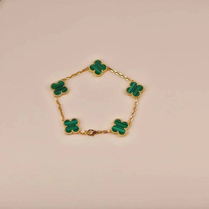 [Baslove]CLOVER 5 MOTIFS MALACHITE BRACELET