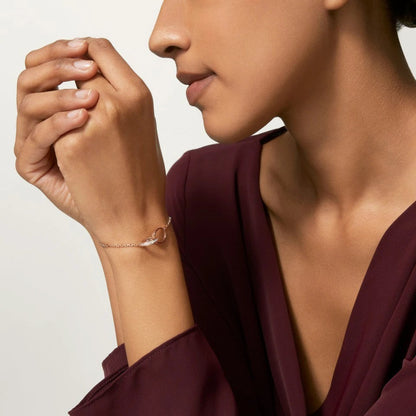 [AURORA]LOVE DOUBLE RING HALF DIAMOND BRACELET