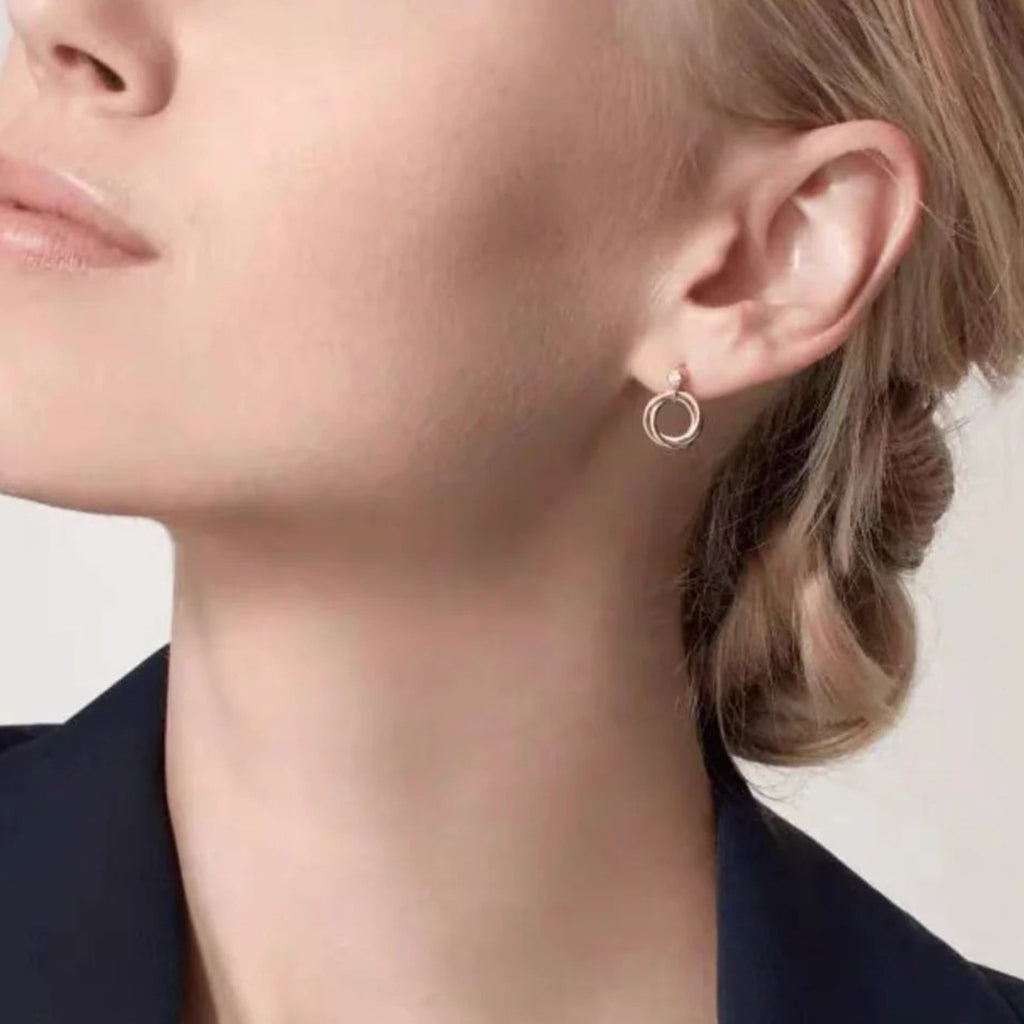 [AURORA]TRINITY ON DIAMOND  EARRINGS