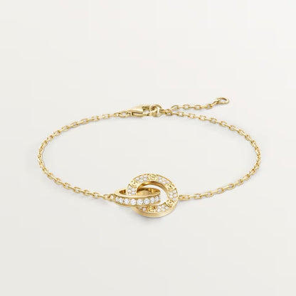 [AURORA]LOVE DOUBLE RING FULL DIAMOND BRACELET
