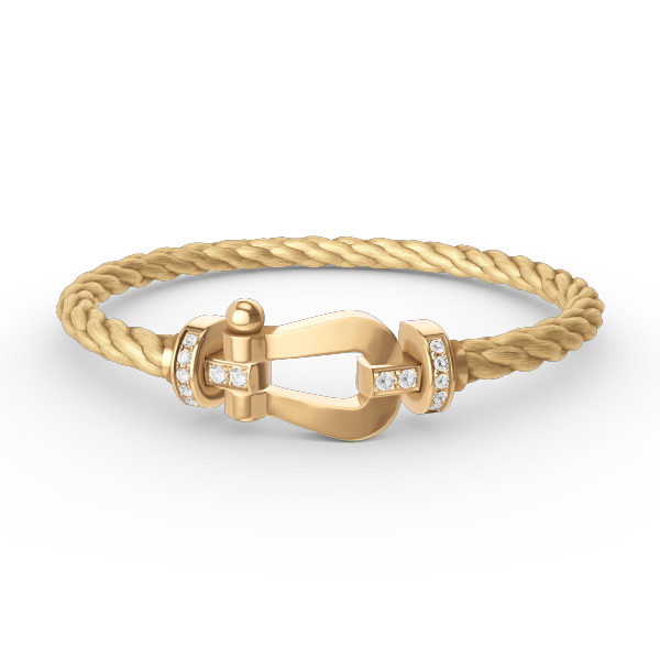 [Baslove]FORCE LARGE HORSESHOE HALF DIAMOND BRACELET GOLD