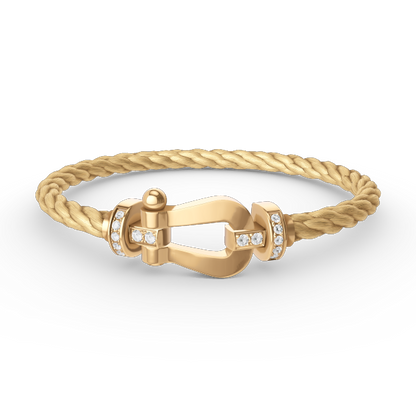 [Baslove]FORCE LARGE HORSESHOE HALF DIAMOND BRACELET GOLD