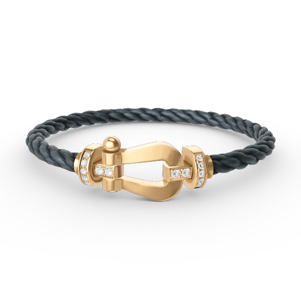 [Baslove]FORCE LARGE HORSESHOE HALF DIAMOND BRACELET GOLD