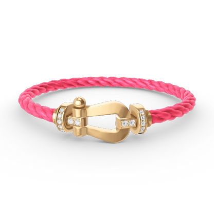 [Baslove]FORCE LARGE HORSESHOE HALF DIAMOND BRACELET GOLD