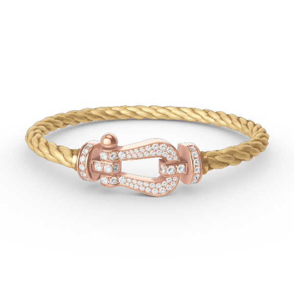 [Baslove]FORCE GROSSES HUFEISENARMBAND MIT VOLLEN DIAMANTEN IN ROSÉGOLD