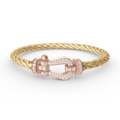 [Baslove]FORCE GROSSES HUFEISENARMBAND MIT VOLLEN DIAMANTEN IN ROSÉGOLD