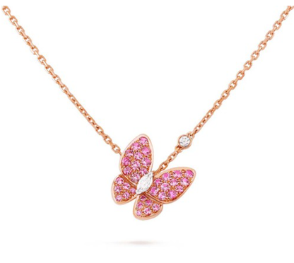 [Baslove]BUTTERFLY RED DIAMOND ROSE GOLD NECKLACE