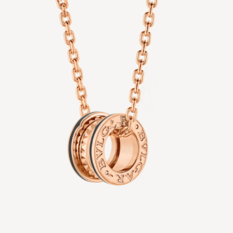 [Baslove]ZERO 1 ROCK PEDANT PINK GOLD BLACK NECKLACE