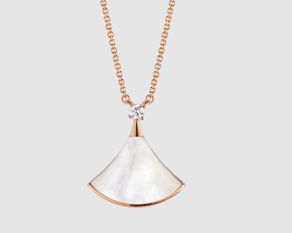 [Baslove]DREAM NECKLACE WHITE MOP PINK GOLD 1 DIAMOND