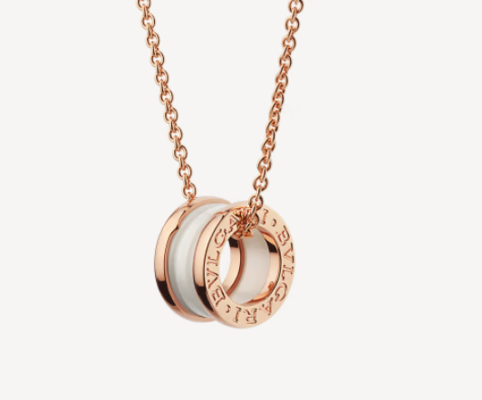 [Baslove]ZERO 1 WHITE CERAMIC PINK GOLD NECKLACE