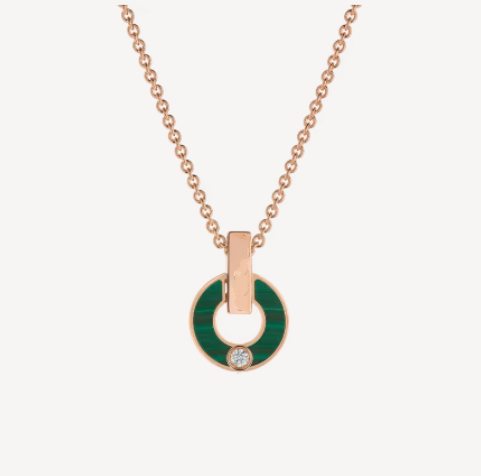 [Baslove]GARI NECKLACE PINK GOLD MALACHITE