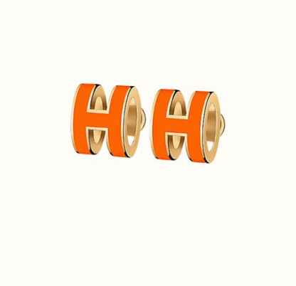 [Baslove]MINI POP H EARRINGS ORANGE