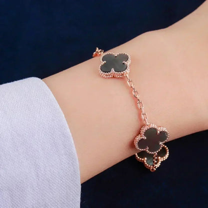 [Baslove]CLOVER 5 MOTIF GRAY MOP  BRACELET