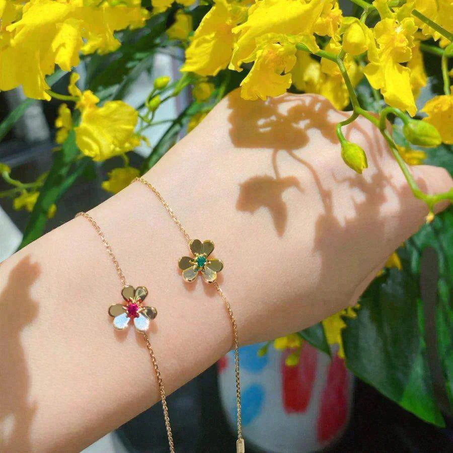 [Baslove]FRIVOLE GOLD FLOWER PINK MALACHITE BRACELET