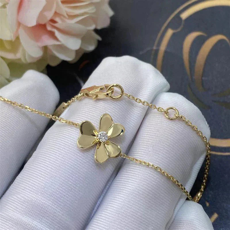 [Baslove]FRIVOLE GOLD FLOWER PINK MALACHITE BRACELET