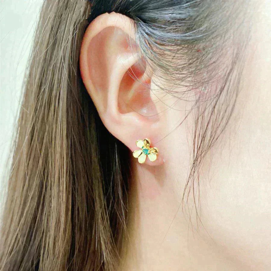 [Baslove]FRIVOLE  FLOWER MALACHITE EARRINGS