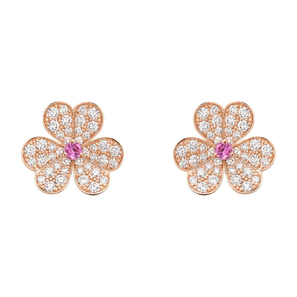 [Baslove]FRIVOLE PINK GOLD FLOWER DIAMOND EARRINGS