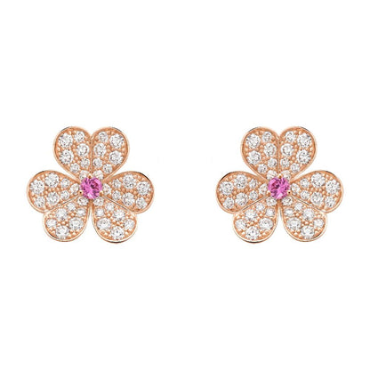 [Baslove]FRIVOLE PINK GOLD FLOWER DIAMOND EARRINGS